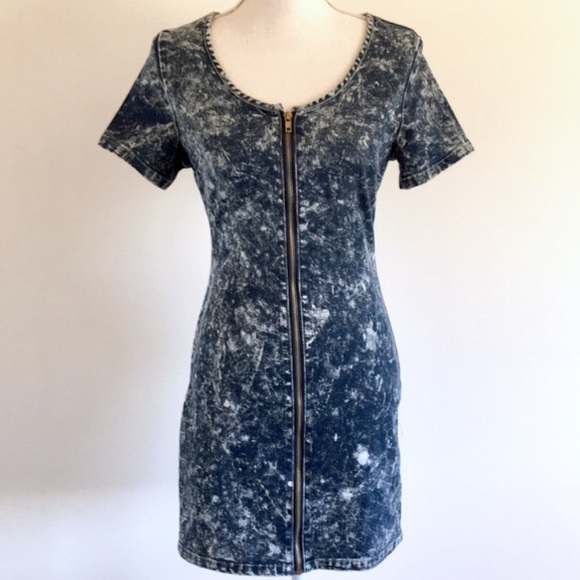 Dresses & Skirts - 80s Style Acid Wash Zip Front Dress